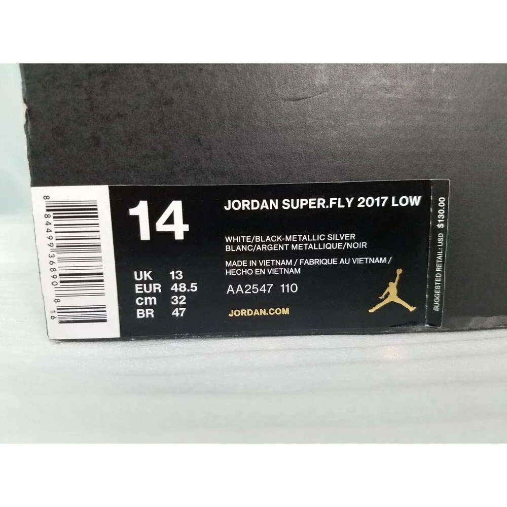 Nike Air Jordan Superfly 2017 Low Mens Sz 14 White Black AA2547-110 Flight